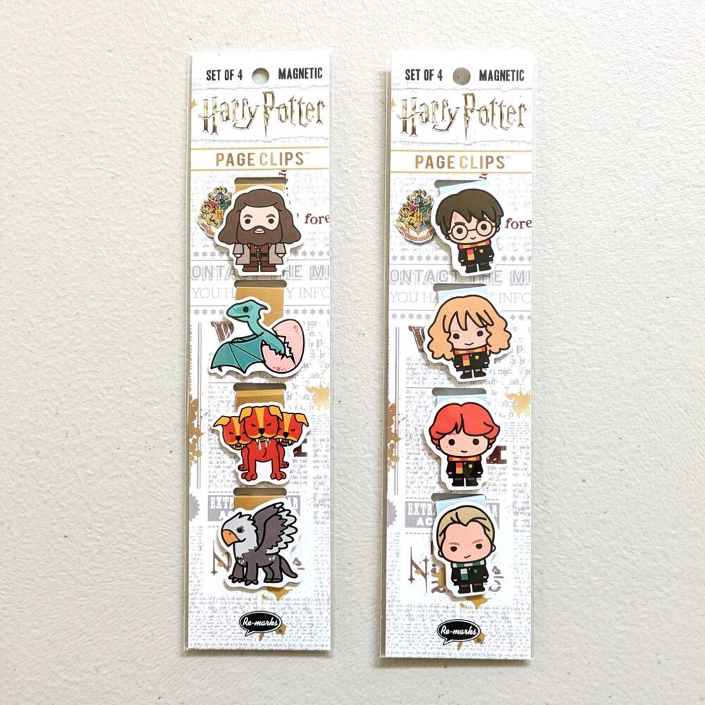 Harry Potter-Hogwarts Magnetic Page Clips - NEW - Set Of 8 Bookmarks! Re-marks